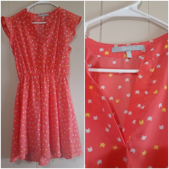 Sweet Rain Dresses & Skirts - Sweet Rain coral pink cat print dress medium